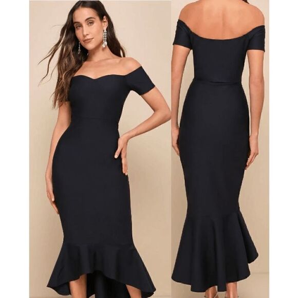 Lulus Dresses & Skirts - Lulu's Off-the-Shoulder Sweetheart Neckline Midi Dress M